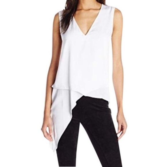 BCBGMaxAzria Nikko White Asymmetrical Blouse - Picture 1 of 9